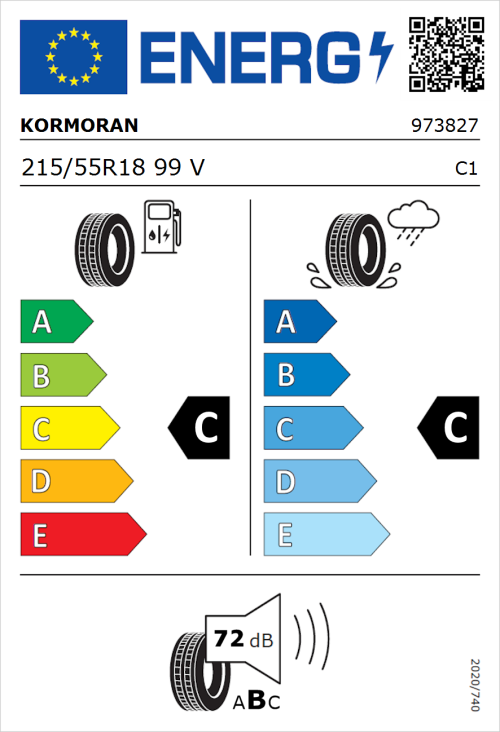 Tyre Label for Kormoran Ultra High Performance 215/55R18 99V