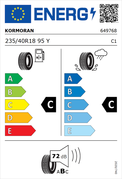 Tyre Label for Kormoran Ultra High Performance 235/40R18 95Y