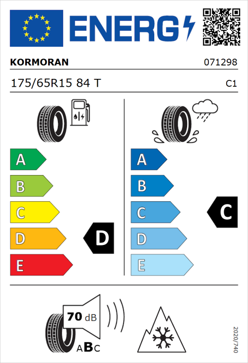 Tyre Label for Kormoran Snow 175/65R15 84T