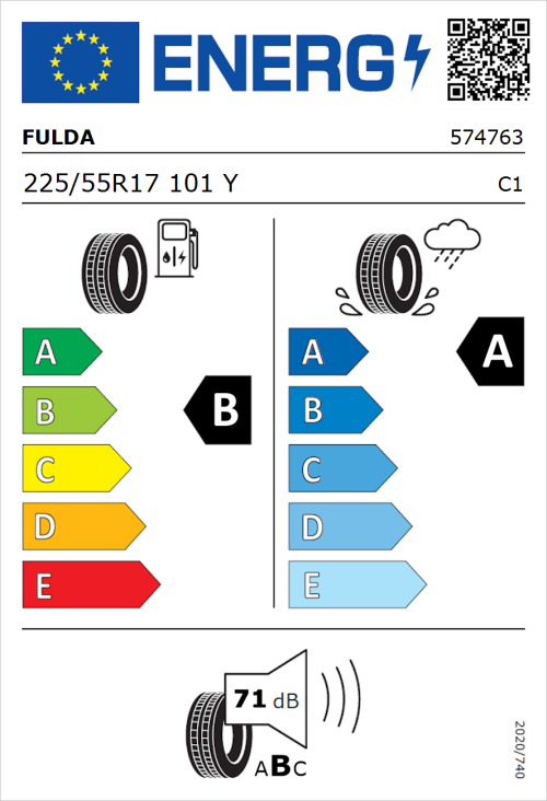 Tyre Label for Fulda SportControl 2 225/55R17 101Y