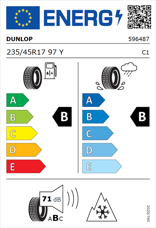 Tyre Label for Dunlop All Season 2 235/45R17 97Y