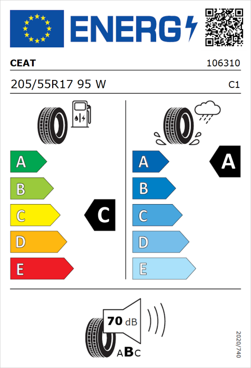 Tyre Label for CEAT Secura Drive 205/55R17 95W