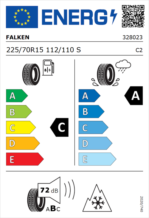 Tyre Label for Falken Linam VAN01 225/70R15 112/110S